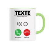 Mug Personnalisé Appel de "votre texte" Vert