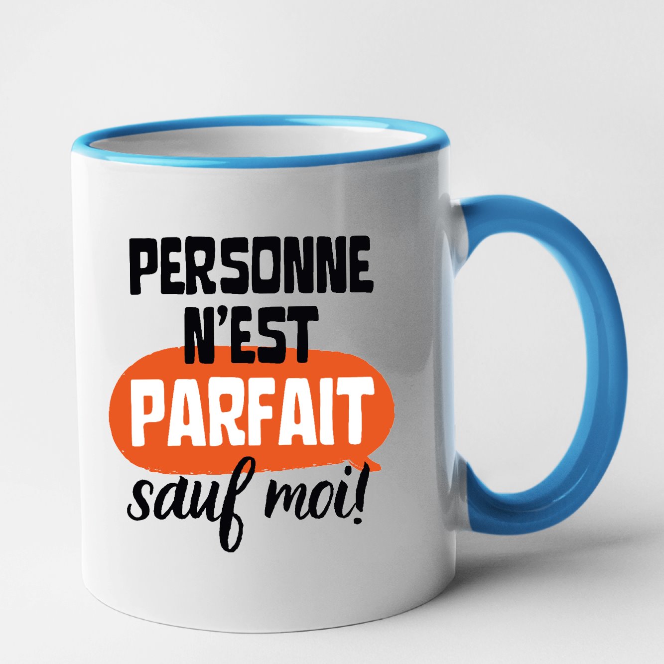 Mug Personne n'est parfait Bleu