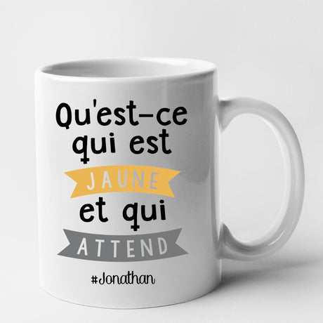 Mug Qu'est-ce qui est jaune Jonathan Blanc