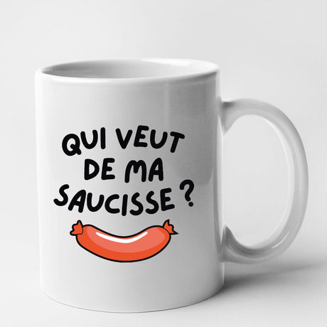 Mug Qui veut de ma saucisse Blanc