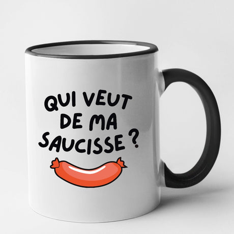 Mug Qui veut de ma saucisse Noir