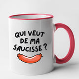 Mug Qui veut de ma saucisse Rouge