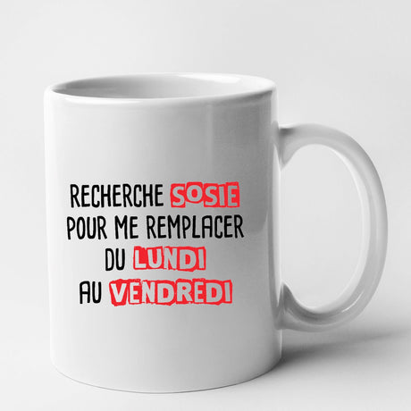 Mug Recherche sosie du lundi au vendredi Blanc