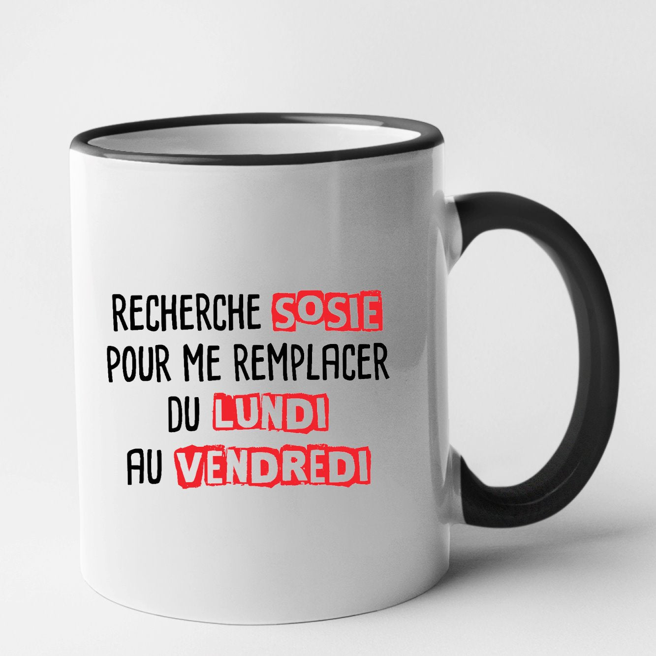 Mug Recherche sosie du lundi au vendredi Noir