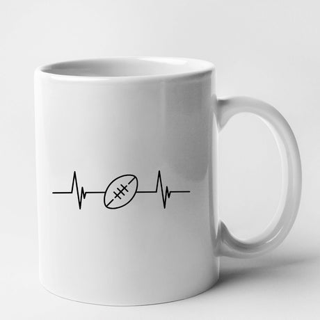 Mug Rythme cardiaque rugby Blanc