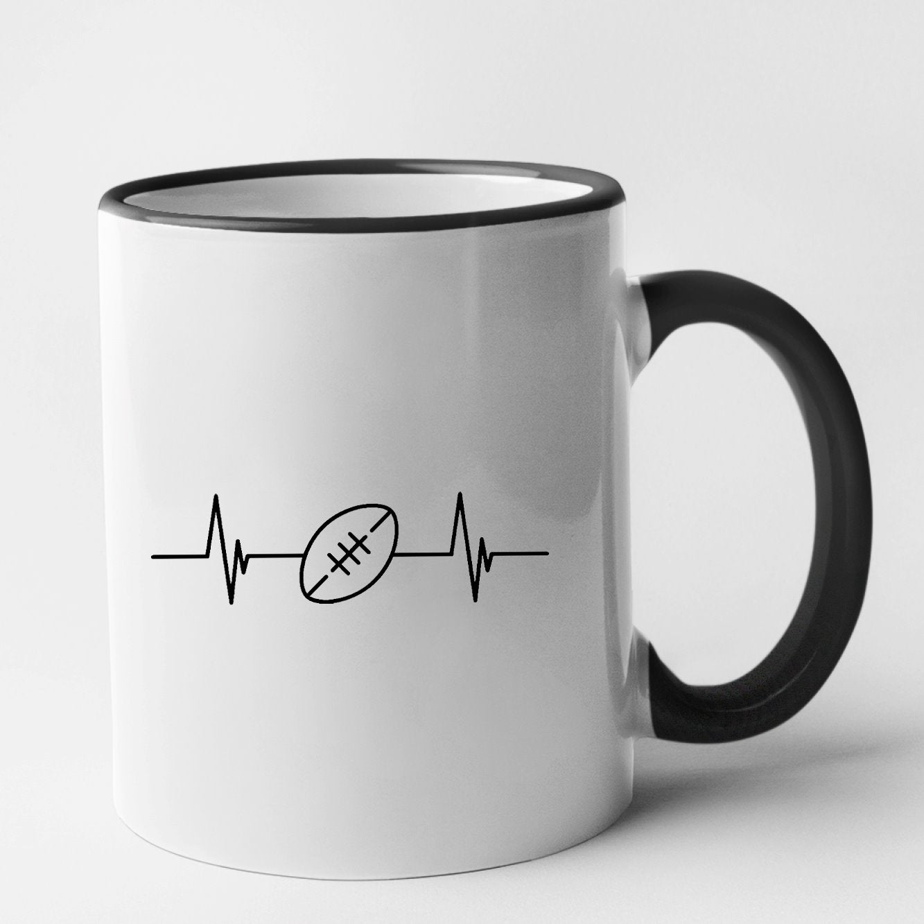 Mug Rythme cardiaque rugby Noir