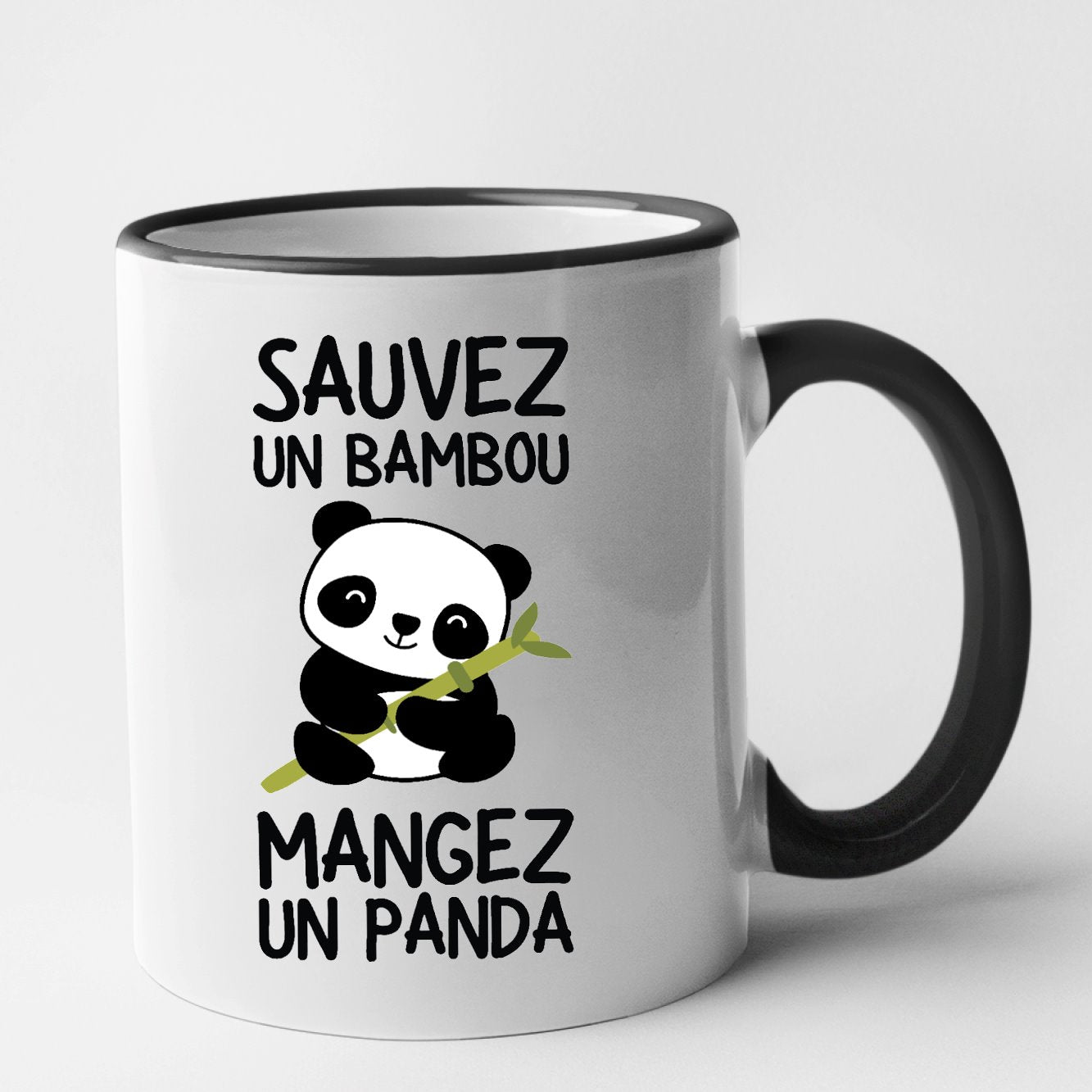 Mug Sauvez un bambou, mangez un panda Noir