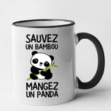 Mug Sauvez un bambou, mangez un panda Noir