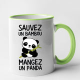 Mug Sauvez un bambou, mangez un panda Vert