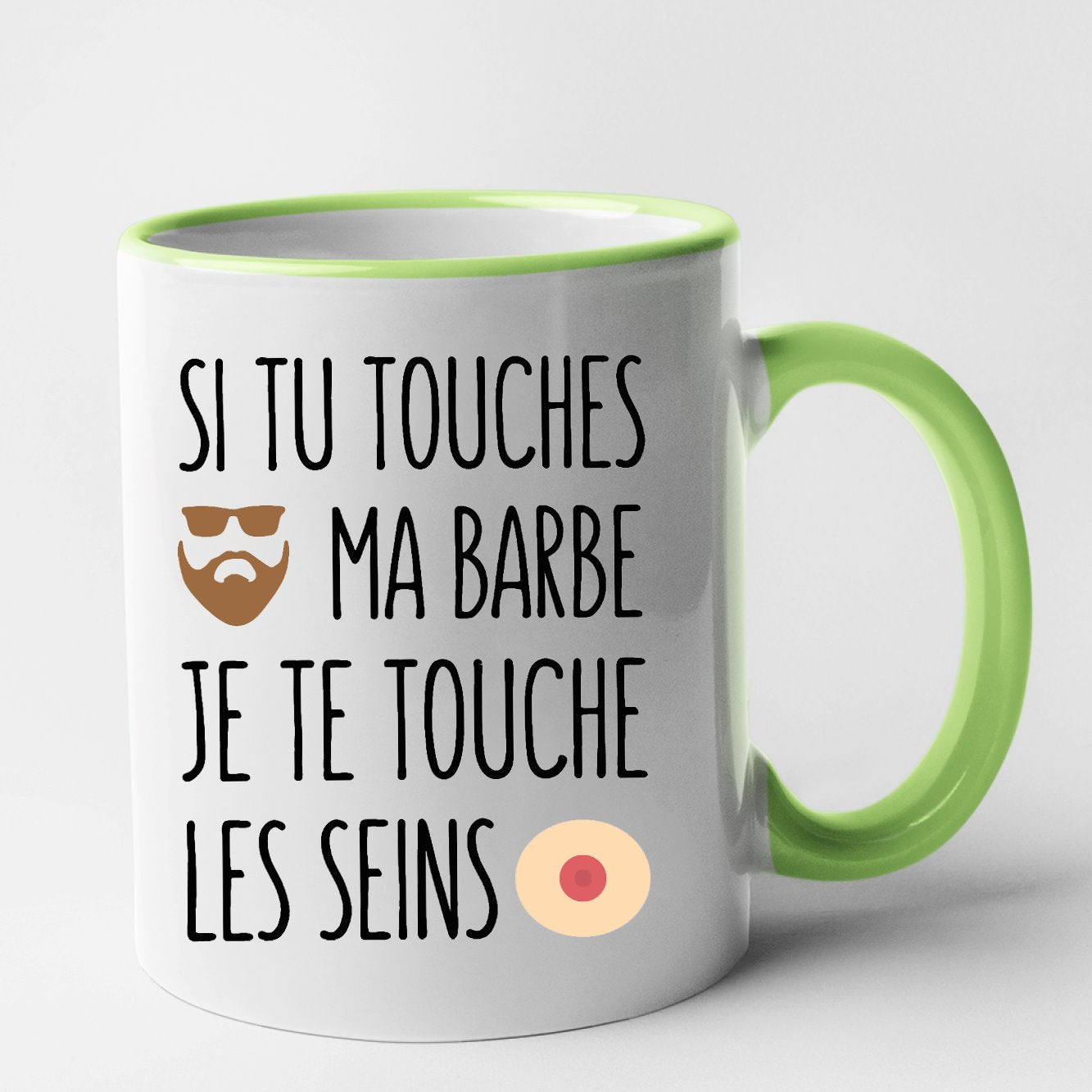 Mug Si tu touches ma barbe je te touche les seins Vert