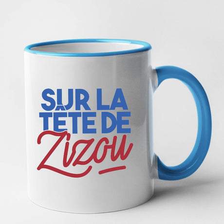 Mug Sur la tête de Zizou Bleu