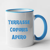 Mug Terrasse copines apéro Bleu