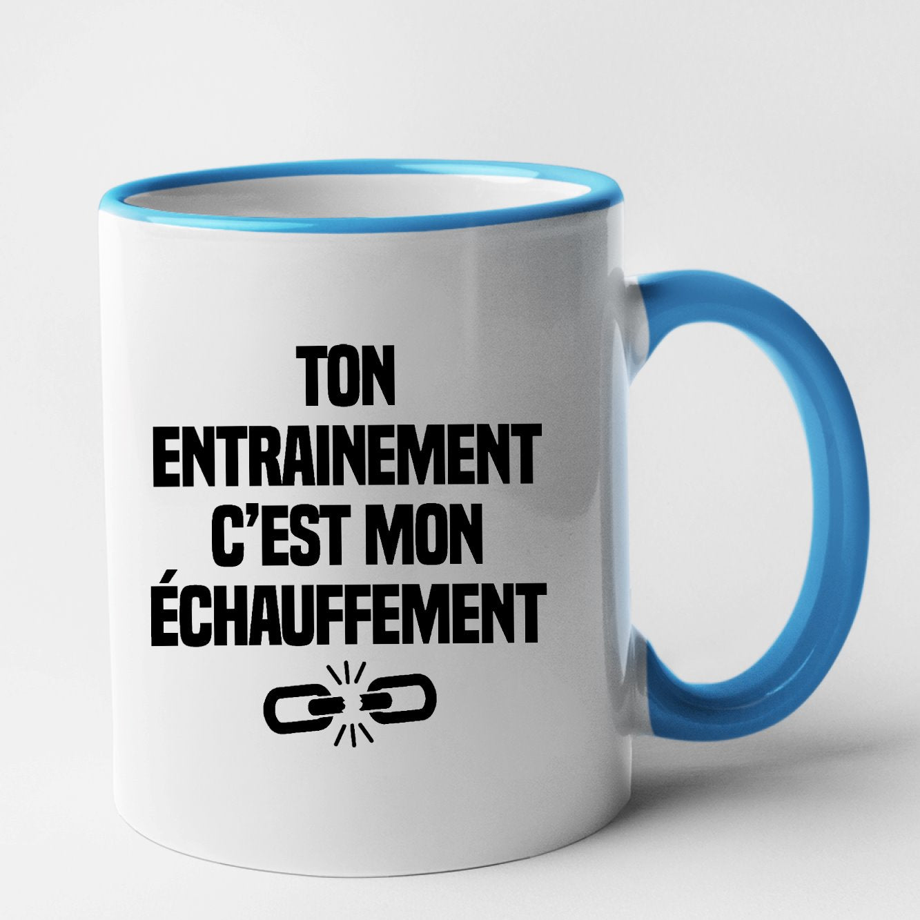 Mug Ton entraînement c'est mon échauffement Bleu