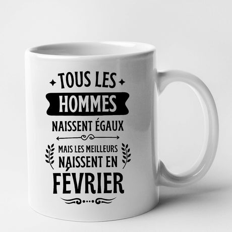 Mug Tous les hommes naissent égaux les meilleurs en février Blanc