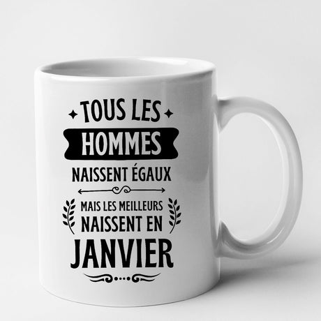 Mug Tous les hommes naissent égaux les meilleurs en janvier Blanc