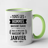 Mug Tous les hommes naissent égaux les meilleurs en janvier Vert