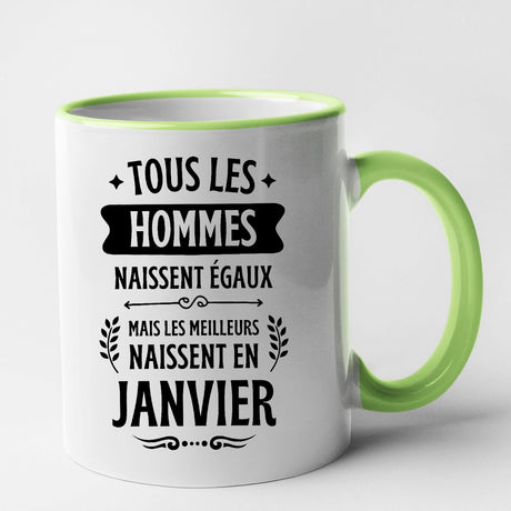 Mug Tous les hommes naissent égaux les meilleurs en janvier Vert