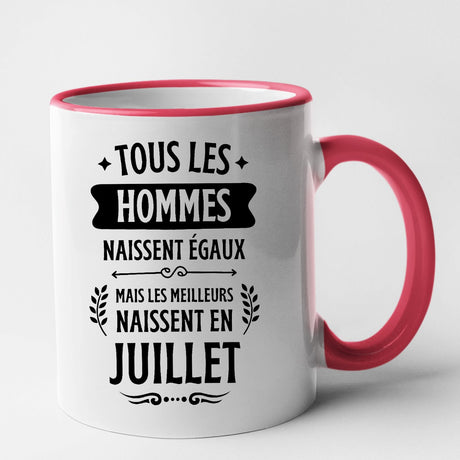 Mug Tous les hommes naissent égaux les meilleurs en juillet Rouge