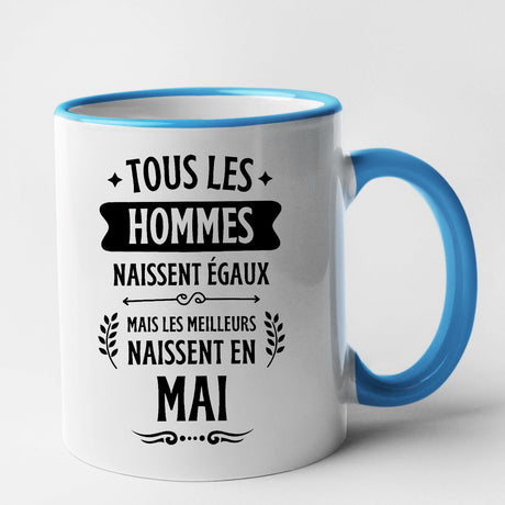 Mug Tous les hommes naissent égaux les meilleurs en mai Bleu