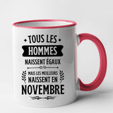 Mug Tous les hommes naissent égaux les meilleurs en novembre Rouge