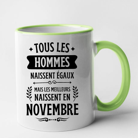 Mug Tous les hommes naissent égaux les meilleurs en novembre Vert