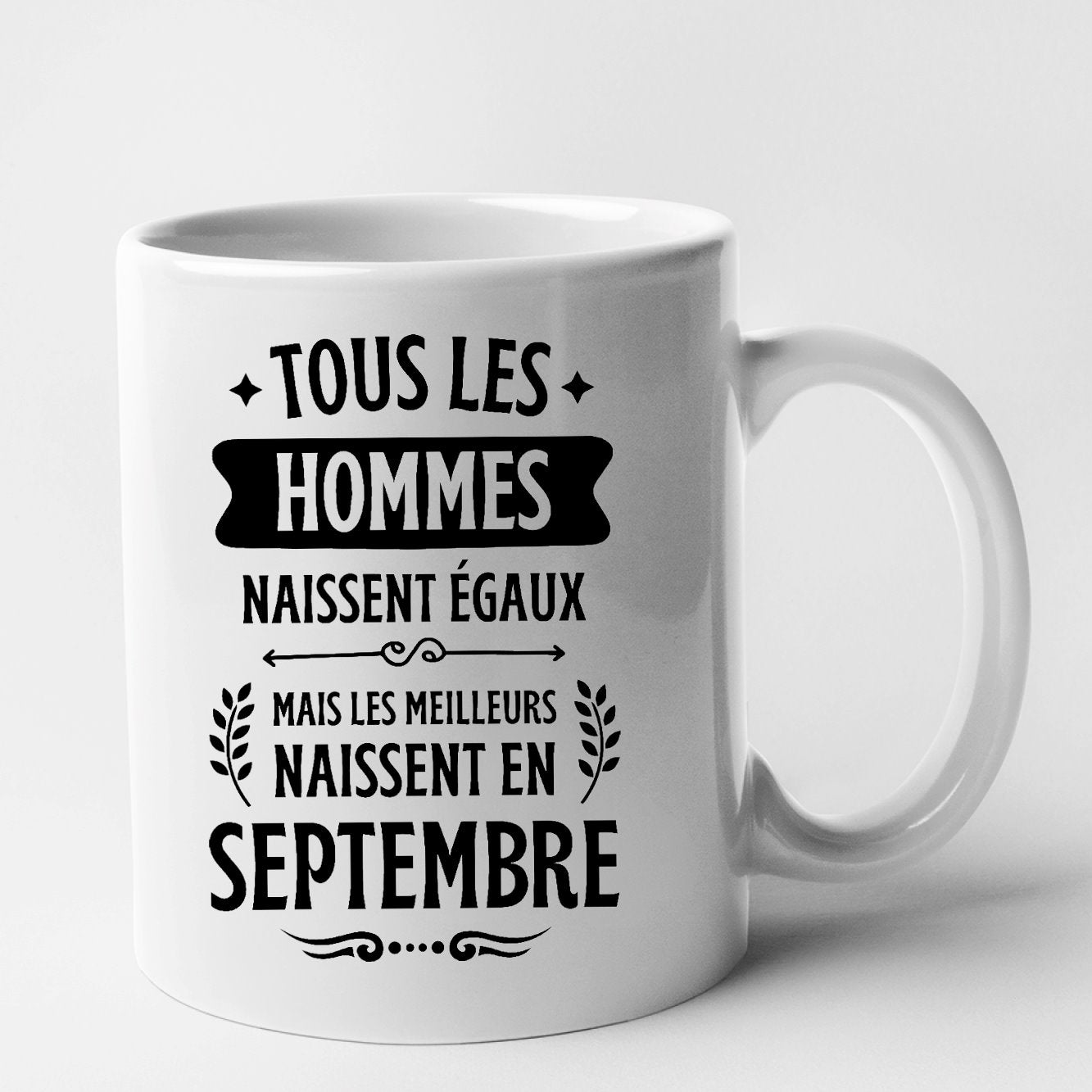 Mug Tous les hommes naissent égaux les meilleurs en septembre Blanc