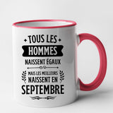 Mug Tous les hommes naissent égaux les meilleurs en septembre Rouge