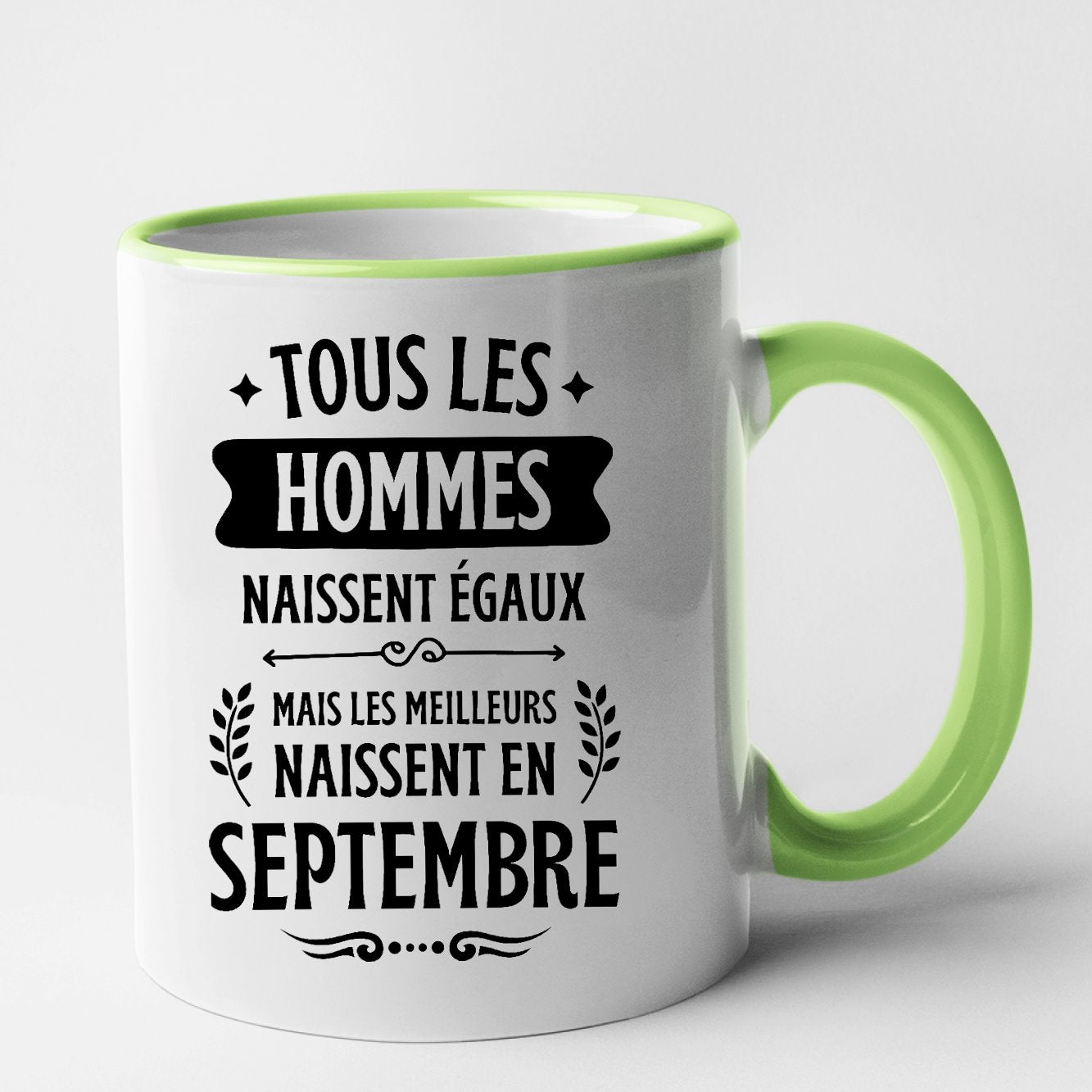 Mug Tous les hommes naissent égaux les meilleurs en septembre Vert