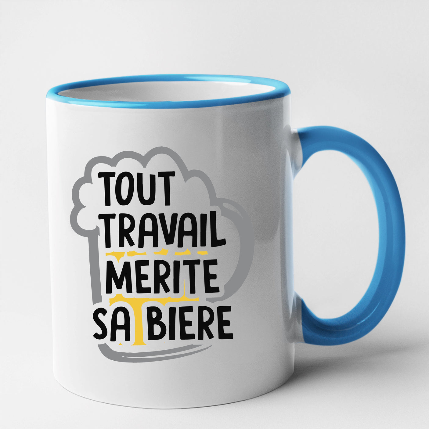 Mug Tout travail mérite sa bière Bleu