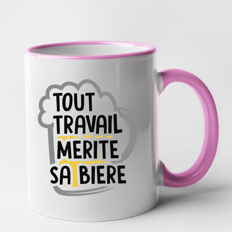 Mug Tout travail mérite sa bière Rose