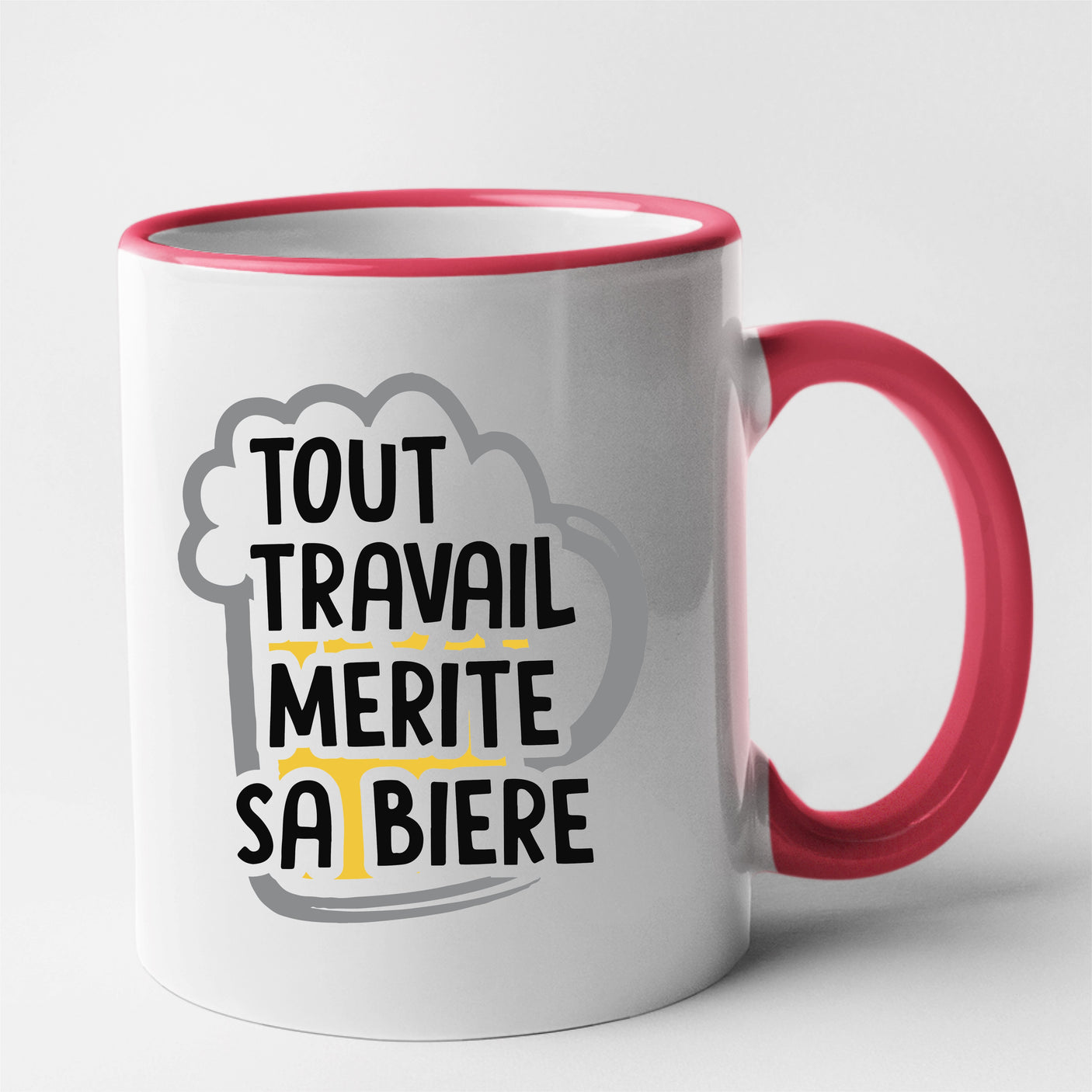 Mug Tout travail mérite sa bière Rouge