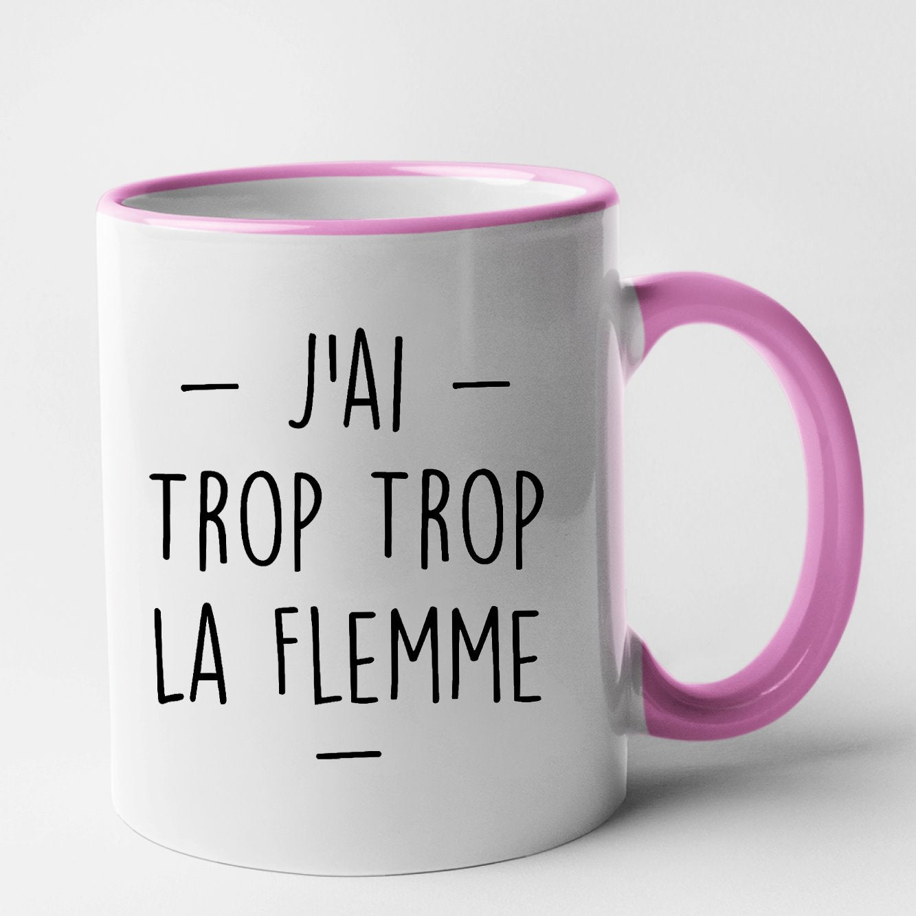 Mug Trop la flemme Rose