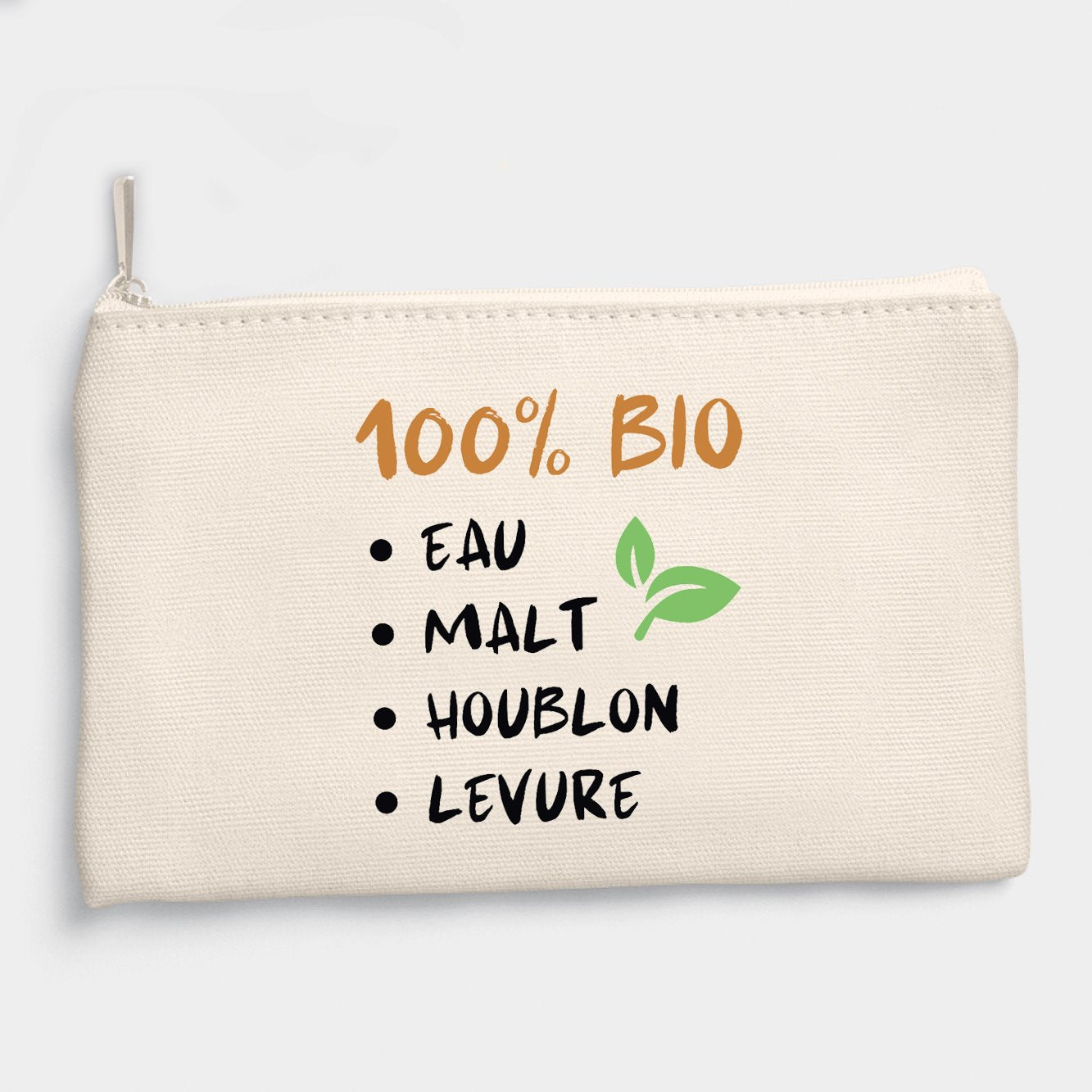 Pochette 100% bio eau malt houblon levure Beige