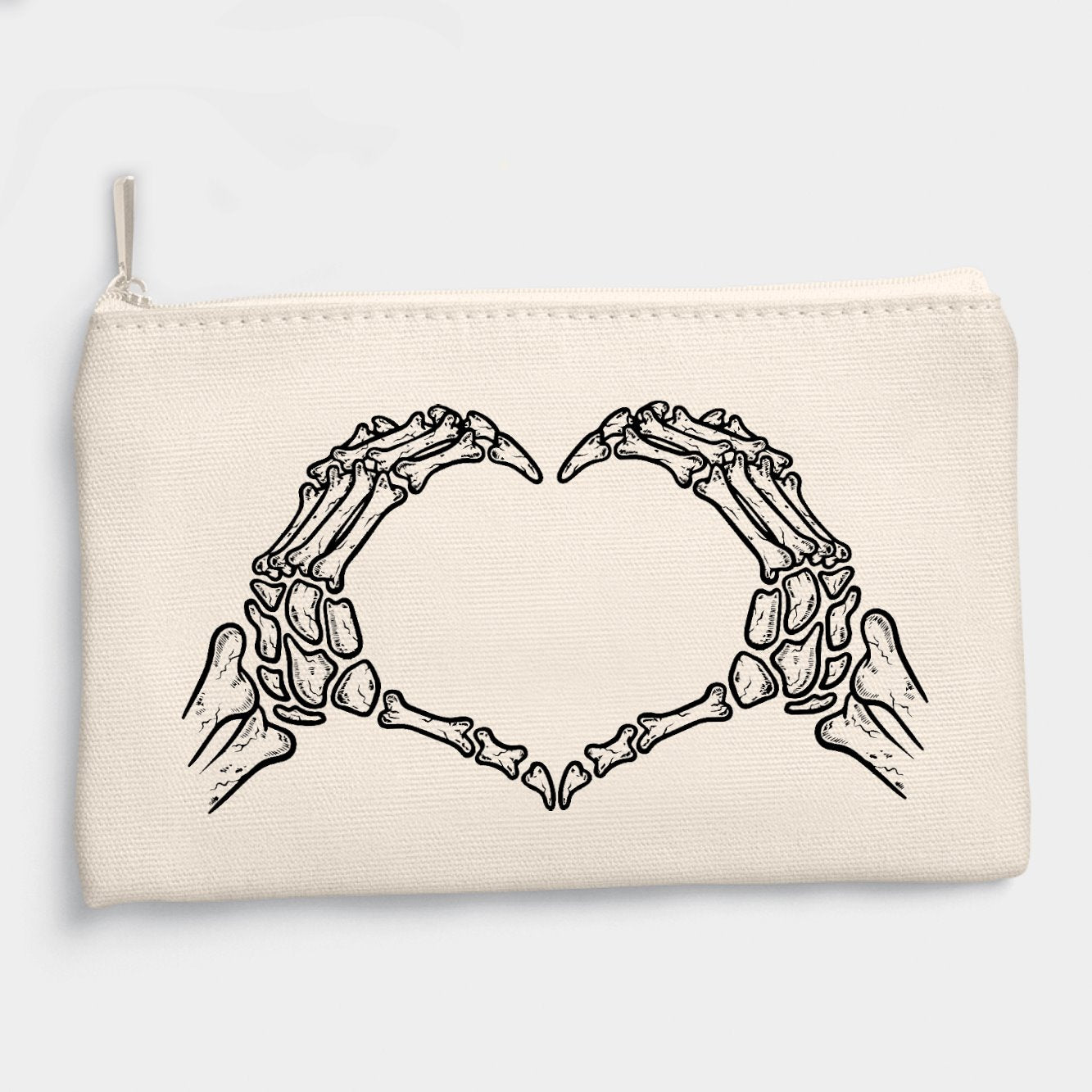 Pochette Coeur mains squelette Beige