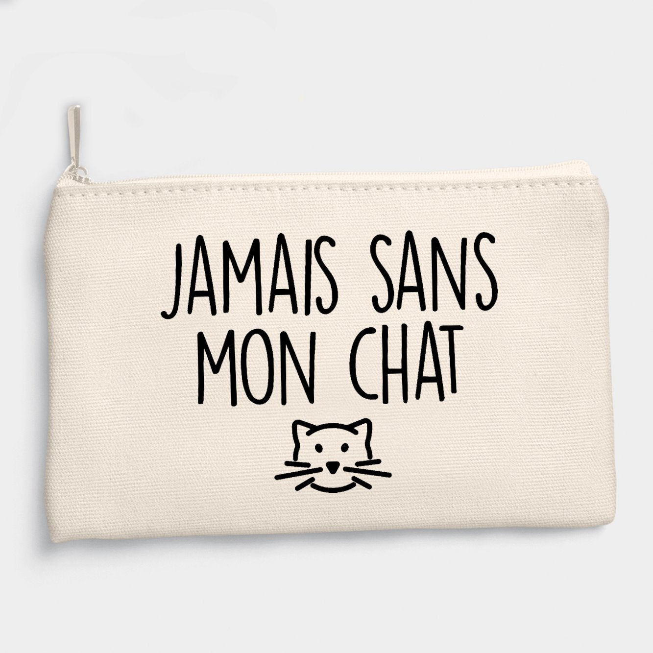 Pochette Jamais sans mon chat Beige