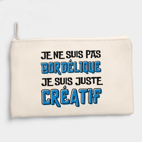 Pochette Je ne suis pas bordélique je suis créatif Beige