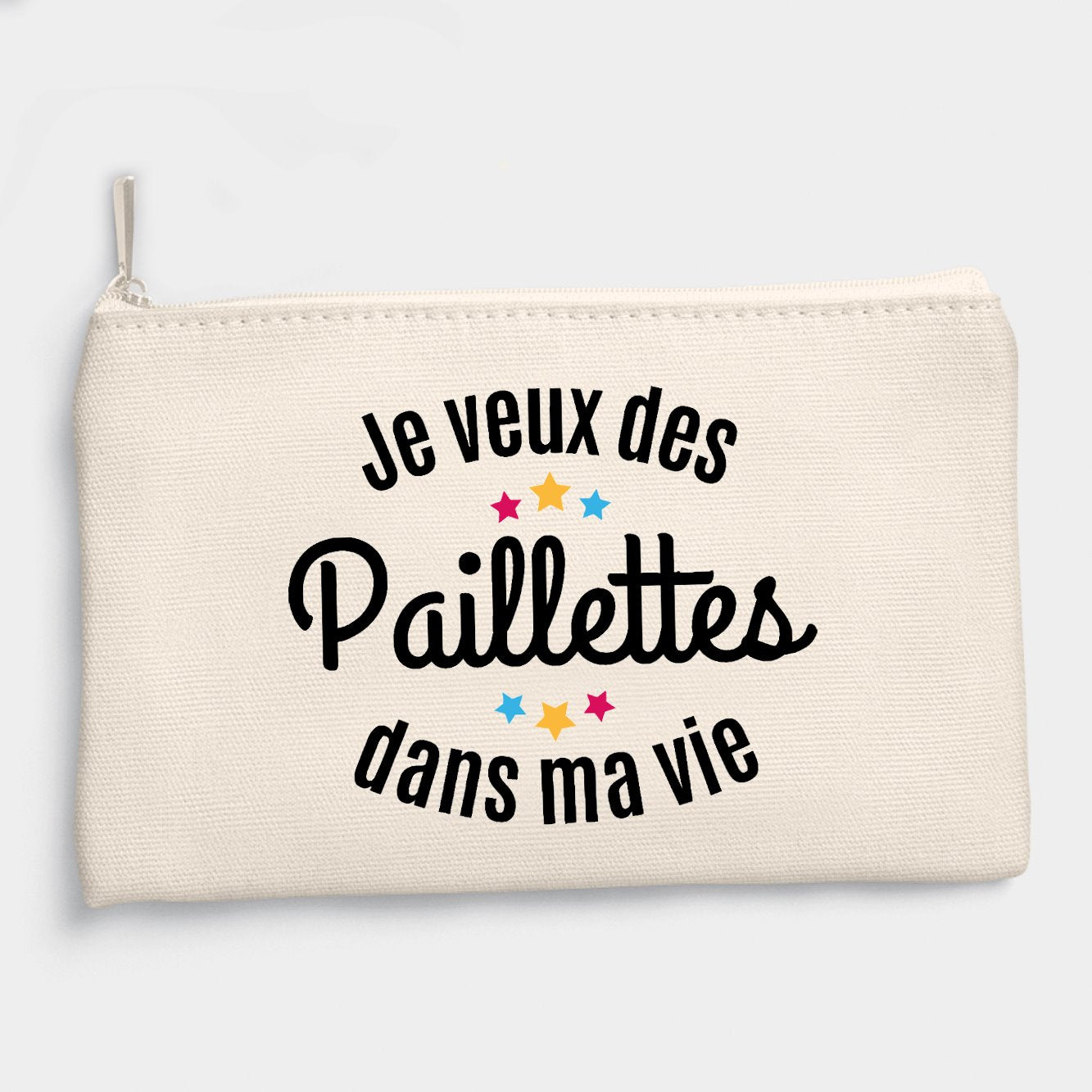 Pochette Je veux des paillettes dans ma vie Beige