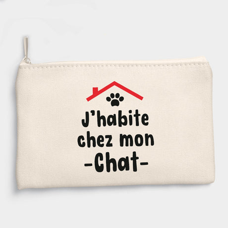 Pochette J'habite chez mon chat Beige