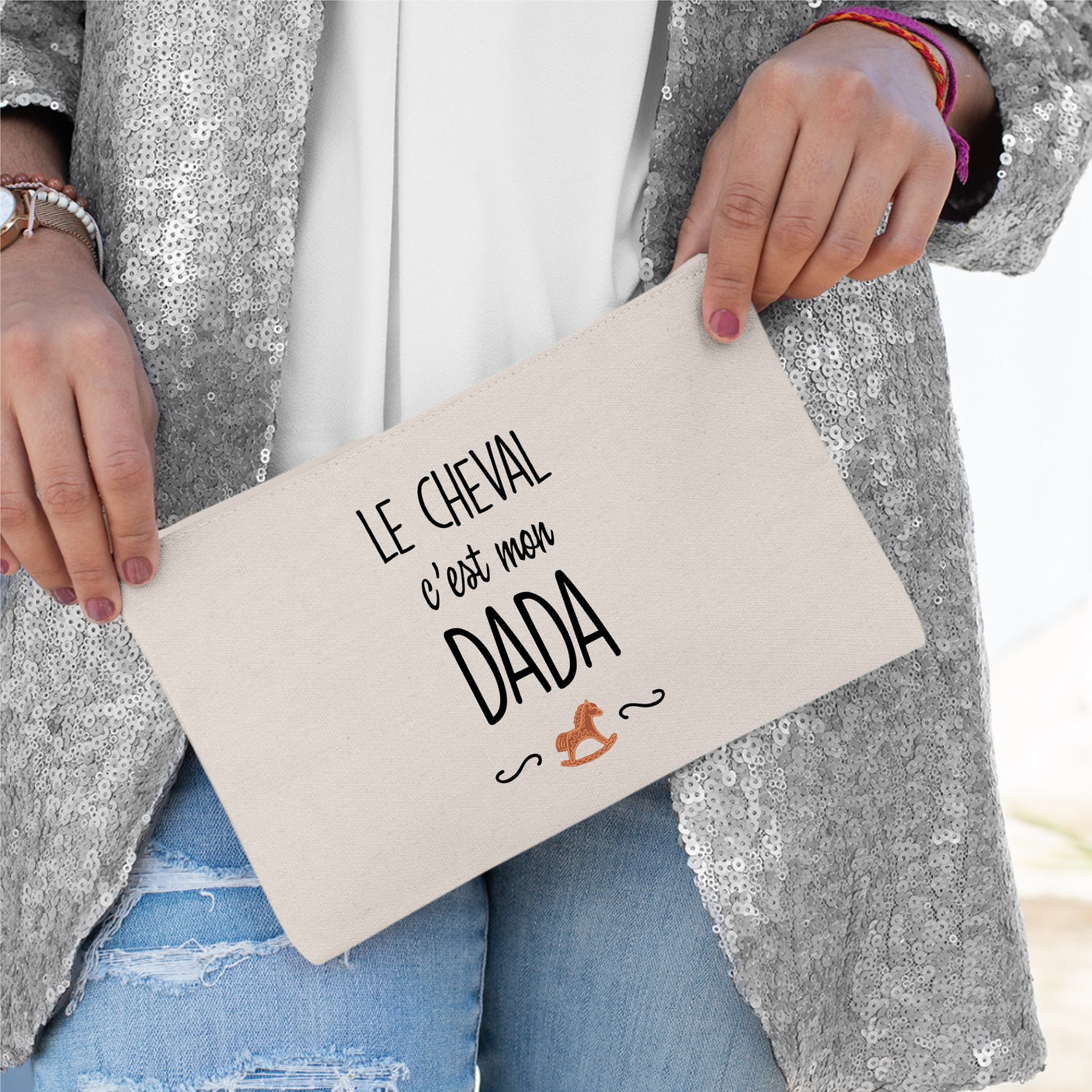 Pochette Le cheval c'est mon dada Beige