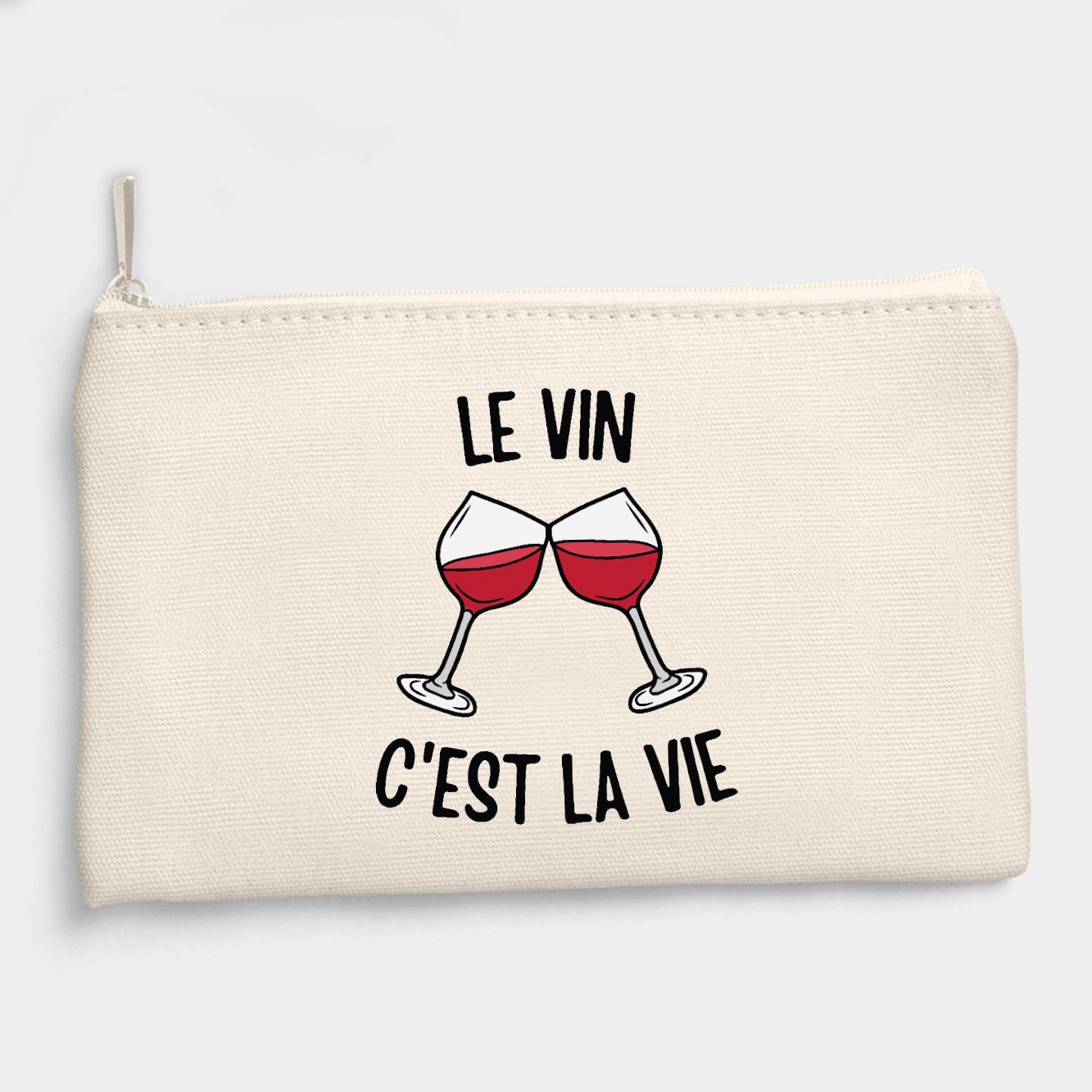 Pochette Le vin c'est la vie Beige