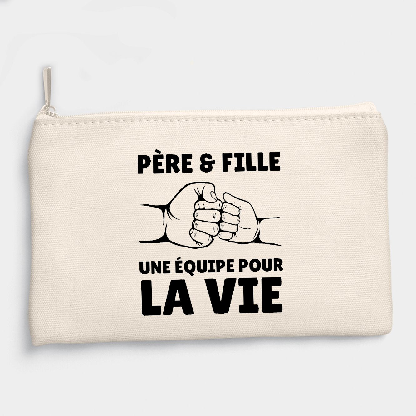 Pochette Père et fille une équipe pour la vie Beige