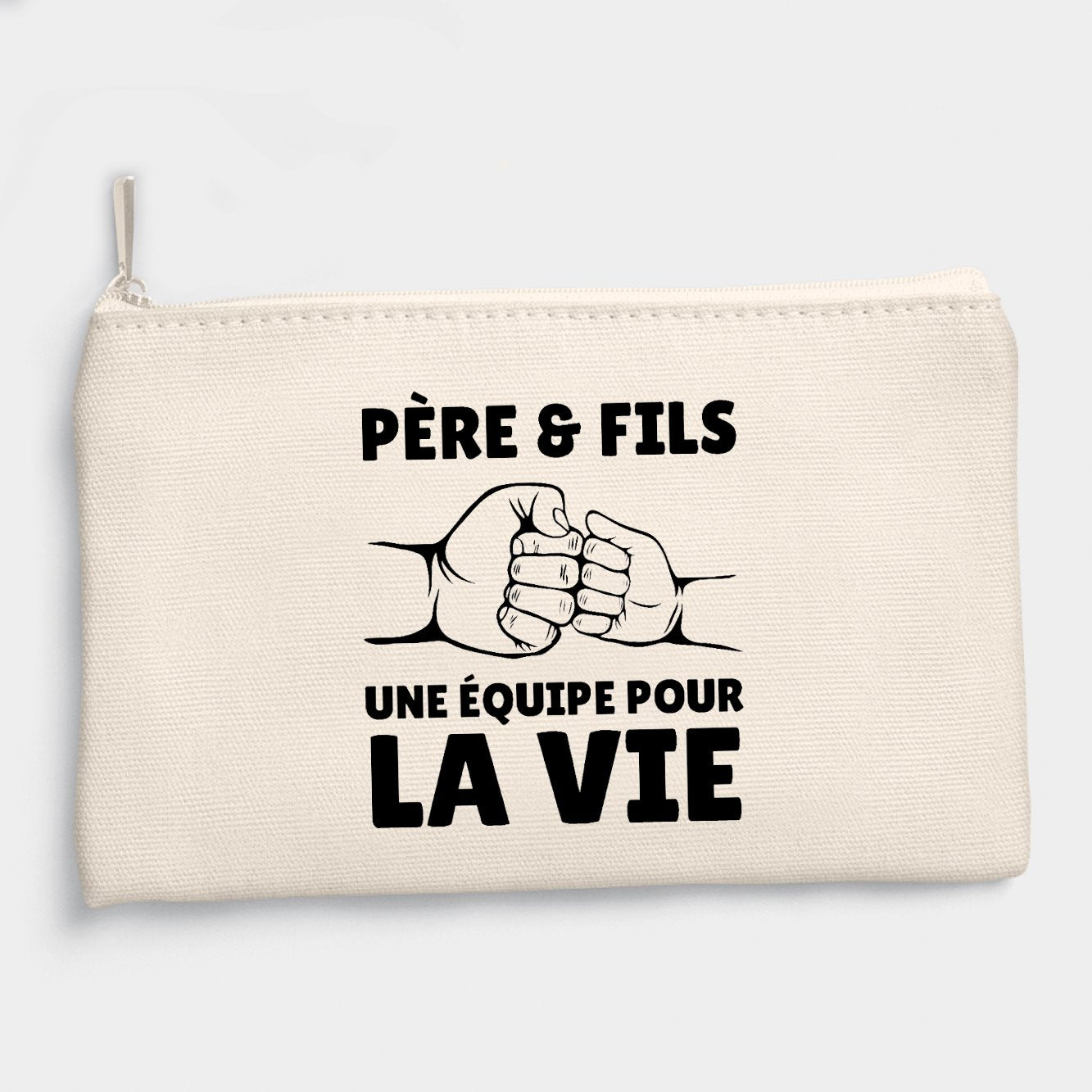 Pochette Père et fils une équipe pour la vie Beige