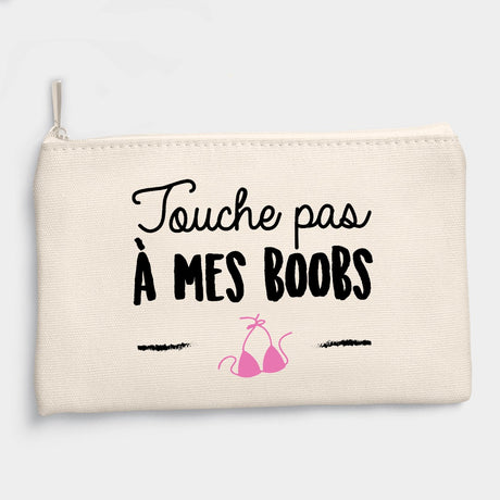 Pochette Touche pas à mes boobs Beige