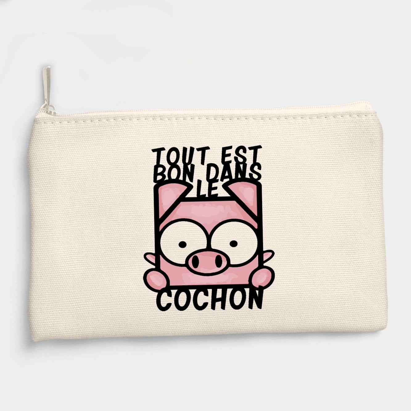 Pochette Tout est bon dans le cochon Beige