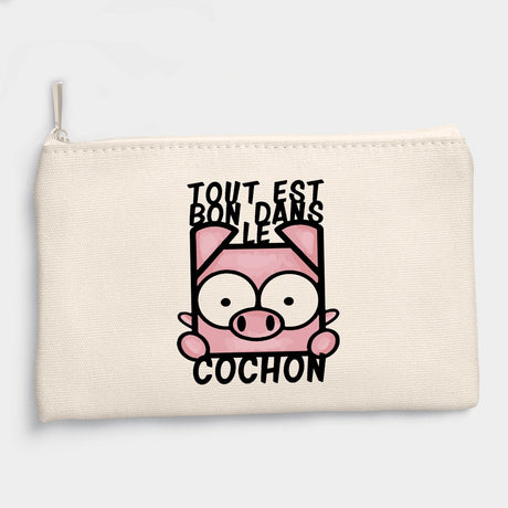 Pochette Tout est bon dans le cochon Beige