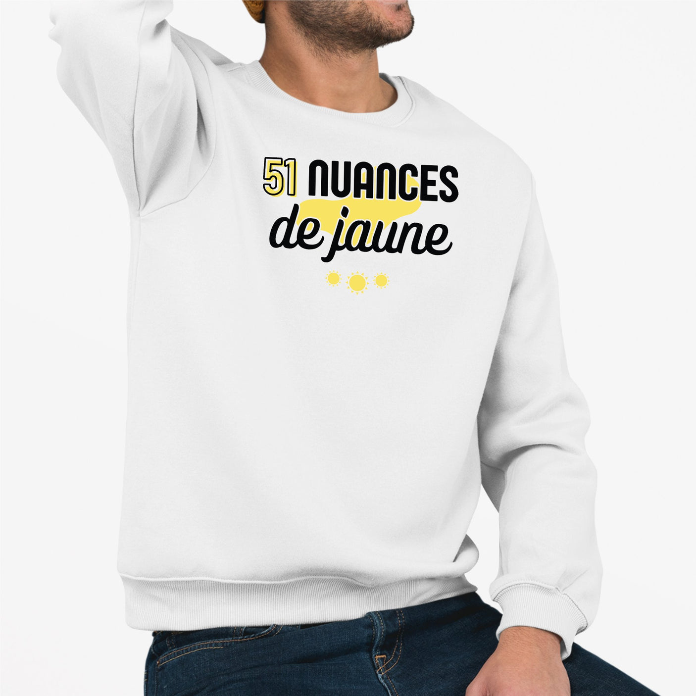 Sweat Adulte 51 nuances de jaune Blanc