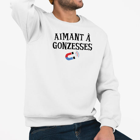 Sweat Adulte Aimant à gonzesses Blanc