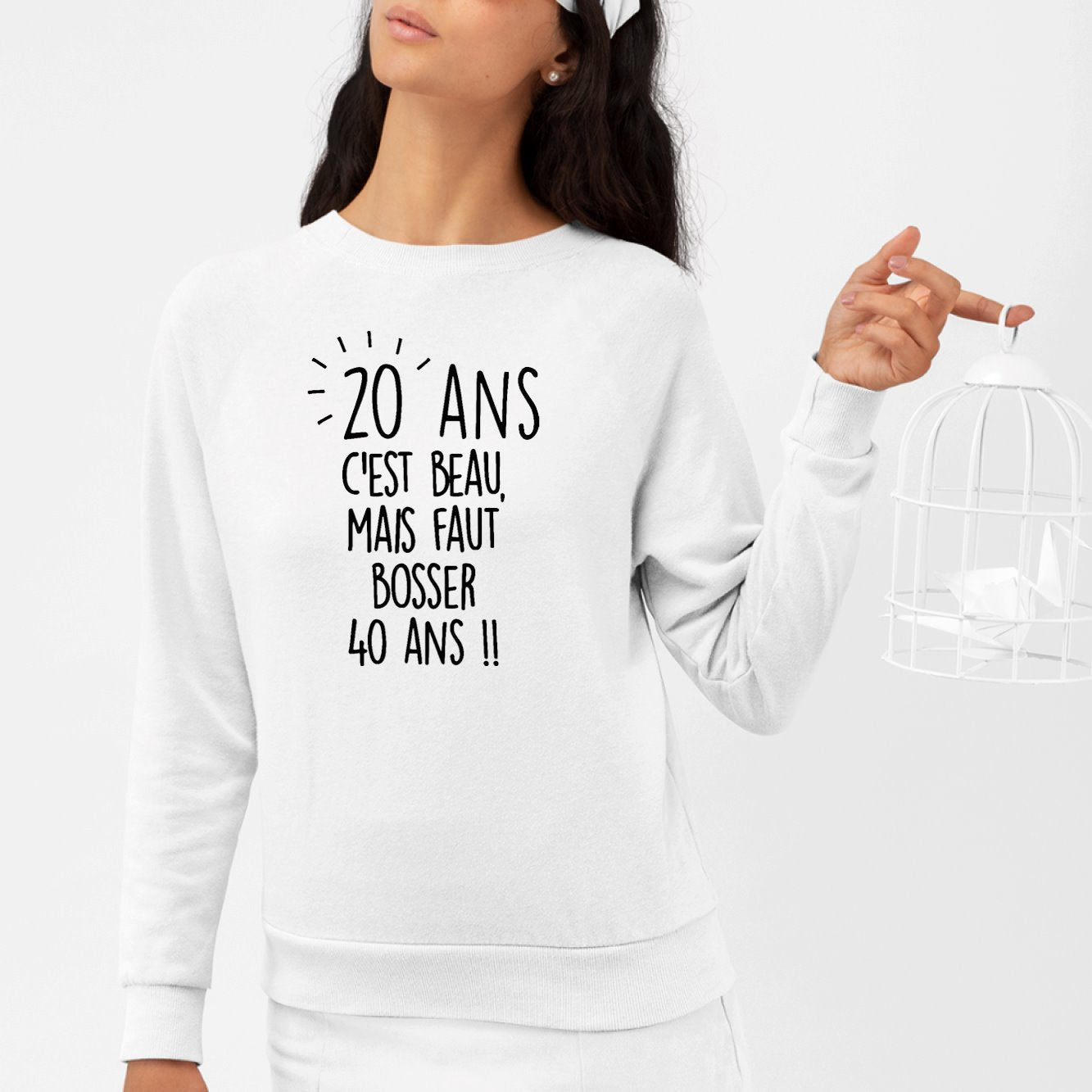 Sweat Adulte Anniversaire 20 ans Blanc