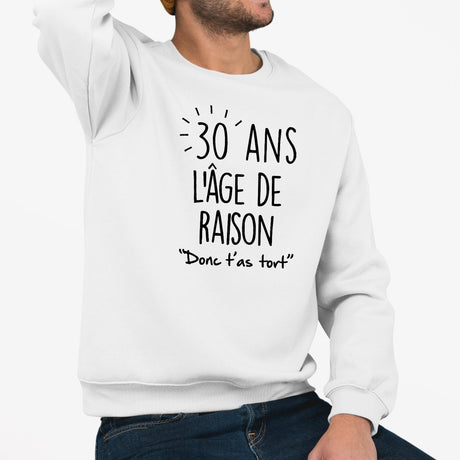 Sweat Adulte Anniversaire 30 ans Blanc