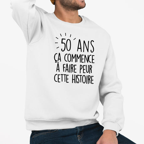 Sweat Adulte Anniversaire 50 ans Blanc